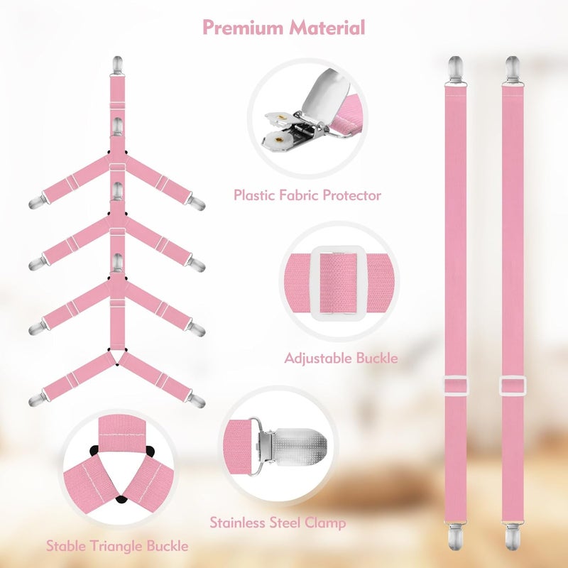 Eiruseed Bed Sheet Holder Straps, 2 Pcs Adjustable Mattress Sheet Clips, Bed Sheet Fasteners Elastic Sheet Suspenders to Keep Bed Sheet in Place for Different Beds (X-Purple) - Image 5